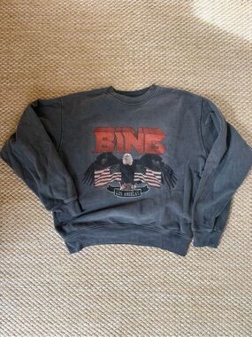 ANINE BING Los Angeles Eagle Graphic Crewneck Sweatshirt - Black